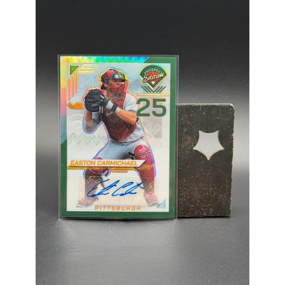 2025 Panini Prospect Edition Easton Carmichael Green Auto #159 Pittsburgh
